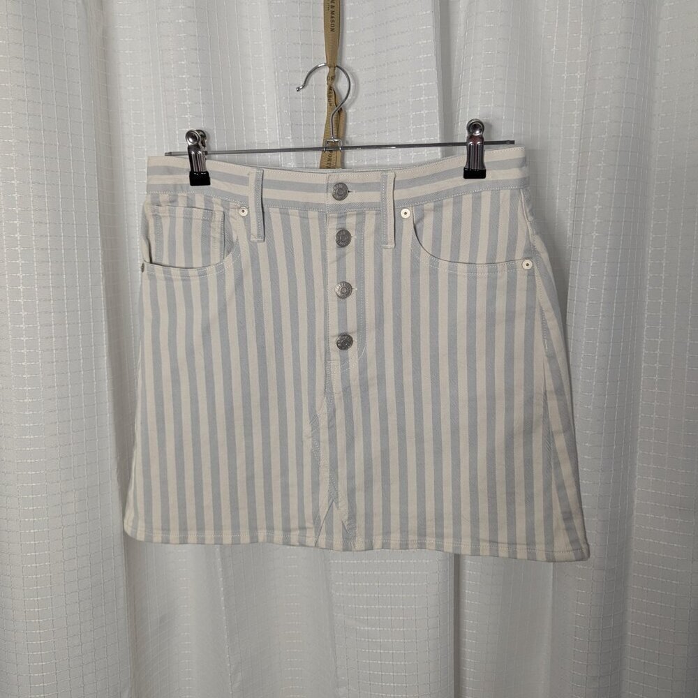 Madewell Denim Skirt, White and light blue, Size 27, Button Fly